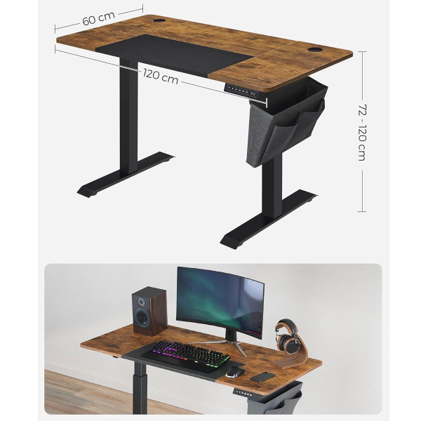 Ηλεκτρικό Γραφείο (120x60x72/120) Με Ρυθμιζόμενο Ύψος Songmics LSD015KD01
