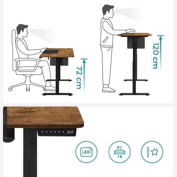 Ηλεκτρικό Γραφείο (120x60x72/120) Με Ρυθμιζόμενο Ύψος Songmics LSD015KD01