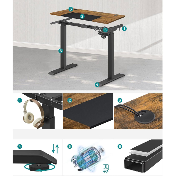 Ηλεκτρικό Γραφείο (120x60x72/120) Με Ρυθμιζόμενο Ύψος Songmics LSD015KD01