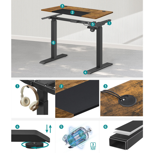 Ηλεκτρικό Γραφείο (140x60x72/120) Με Ρυθμιζόμενο Ύψος Songmics LSD016KD01
