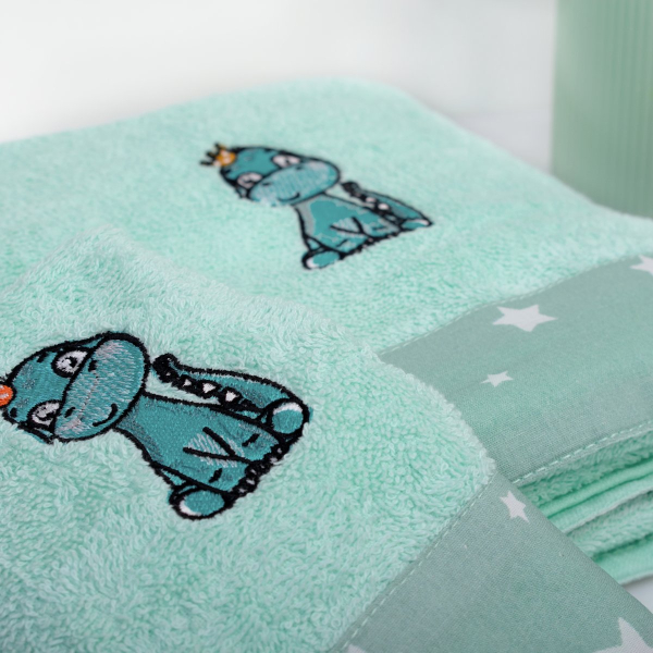 Παιδικές Πετσέτες (Σετ 2τμχ) Dimcol Dinosaur 182 Mint
