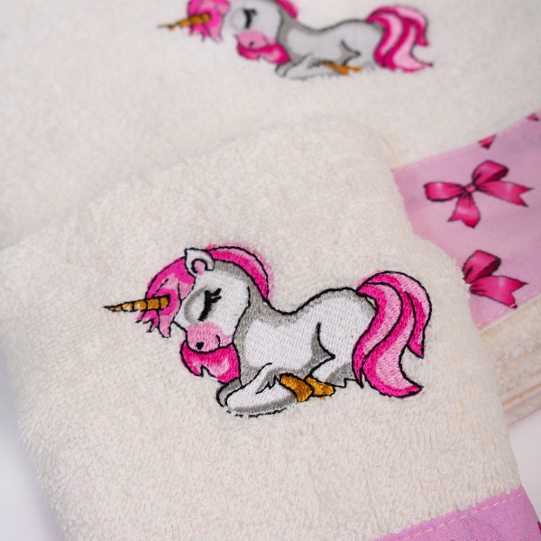 Παιδικές Πετσέτες (Σετ 2τμχ) Dimcol Unicorn 189 Ecru-Pink
