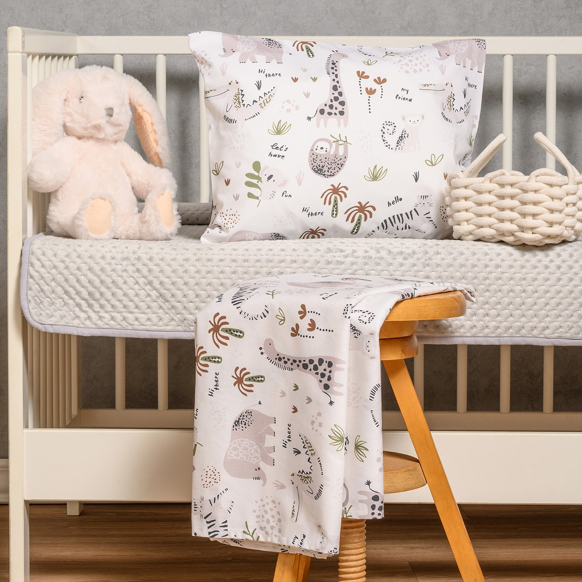 Σεντόνια Κούνιας (Σετ) Melinen Prime Line Baby Jungle Χωρις Λαστιχο 120X170 Home Βρεφικά Προίκα Μωρού Spitishop