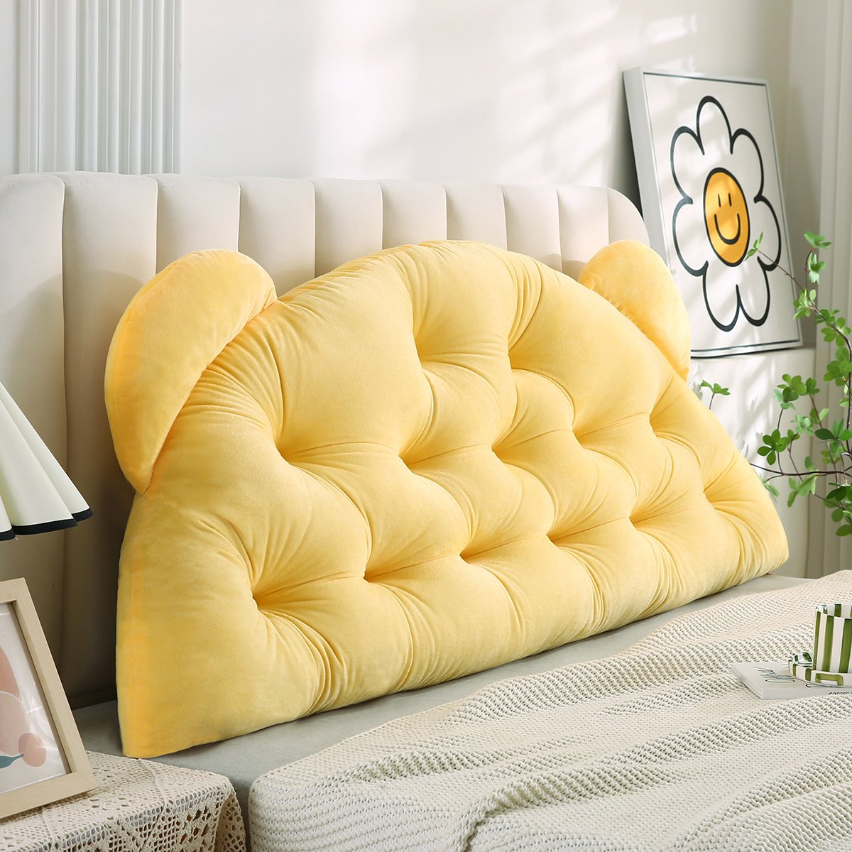 Παιδική Μαξιλάρα Για Κεφαλάρι Κρεβατιού (90x55) Melinen Bear Lemon