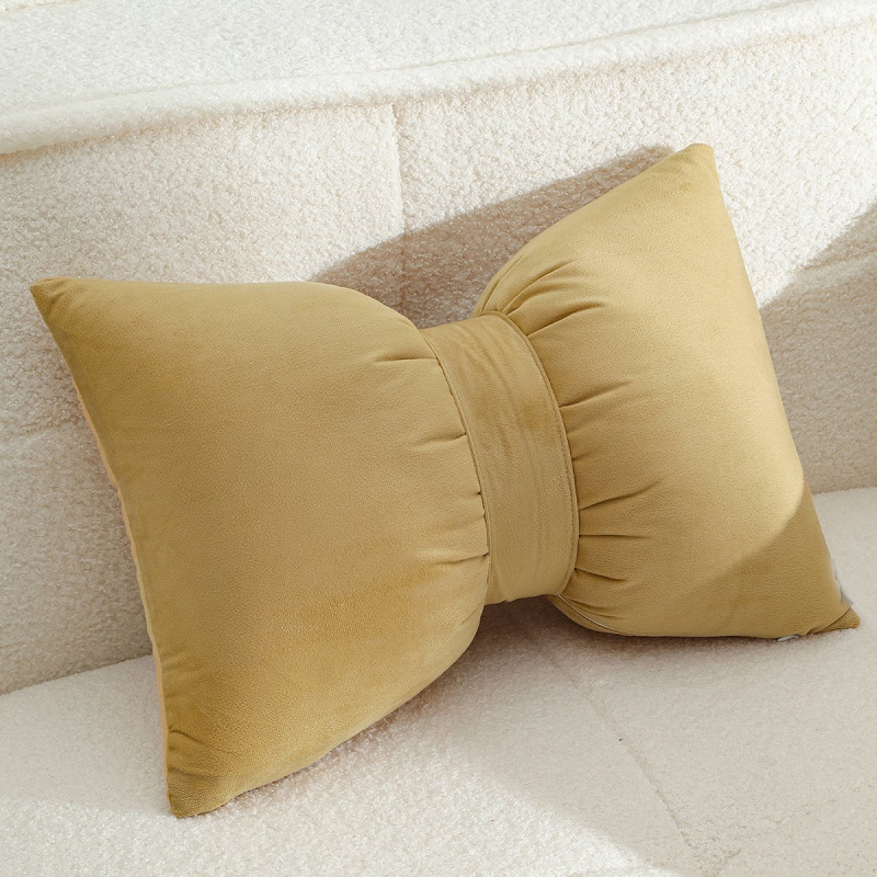 Διακοσμητικό Μαξιλάρι Βελουτέ (35x50) Melinen Bow Mustard