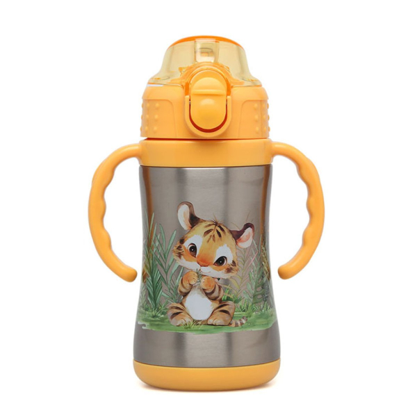 Παγούρι - Θερμός 280ml Με Καλαμάκι Kiokids Λιονταράκι 6328