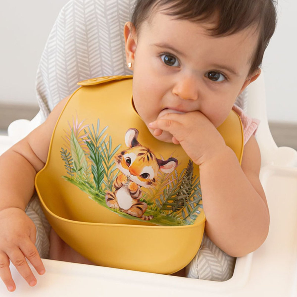 Σαλιάρα Σιλικόνης 4+ Μηνών Kiokids Λιονταράκι 6344