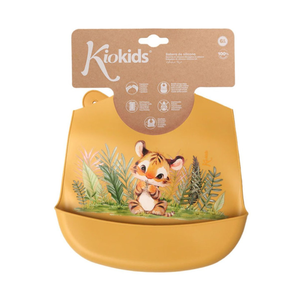 Σαλιάρα Σιλικόνης 4+ Μηνών Kiokids Λιονταράκι 6344