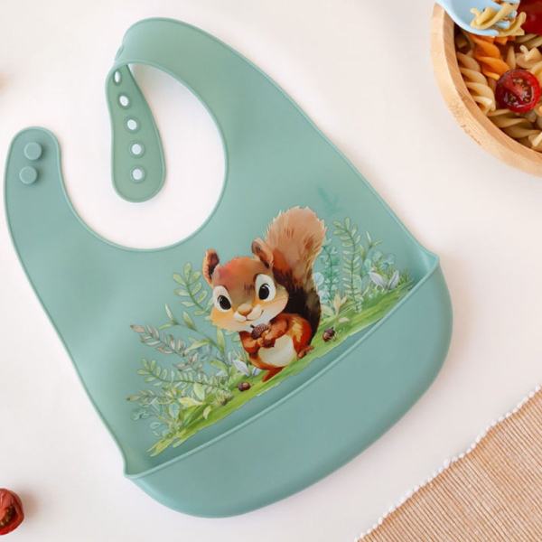 Σαλιάρα Σιλικόνης 4+ Μηνών Kiokids Σκιουράκι 6346