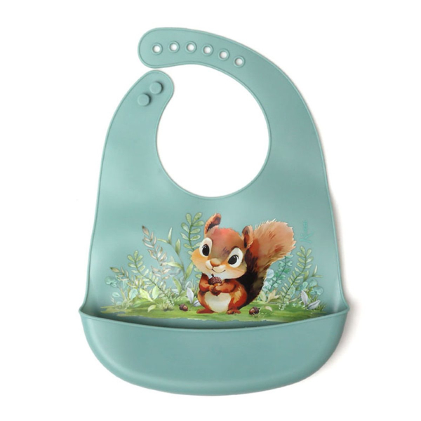 Σαλιάρα Σιλικόνης 4+ Μηνών Kiokids Σκιουράκι 6346