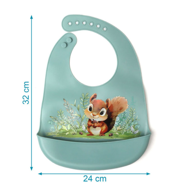 Σαλιάρα Σιλικόνης 4+ Μηνών Kiokids Σκιουράκι 6346