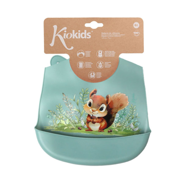 Σαλιάρα Σιλικόνης 4+ Μηνών Kiokids Σκιουράκι 6346