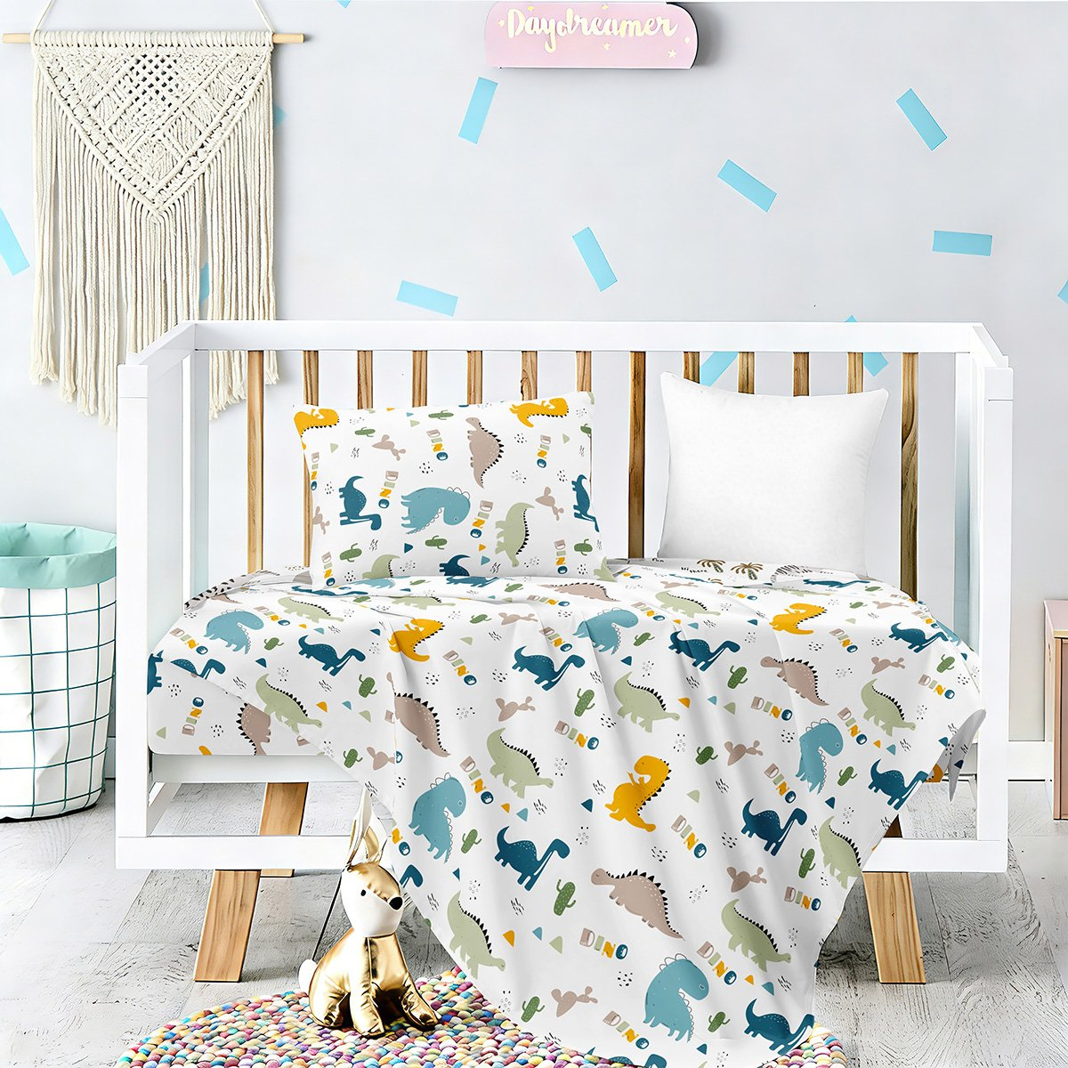 Σεντόνια Κούνιας (Σετ) Melinen Prime Line Baby Dino ΜΕ ΛΑΣΤΙΧΟ 70x140+17 ΜΕ ΛΑΣΤΙΧΟ 70x140+17