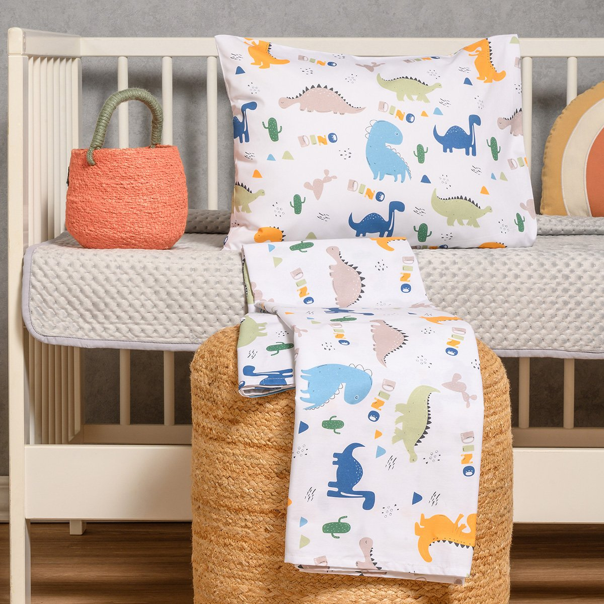 Σεντόνια Κούνιας (Σετ) Melinen Prime Line Baby Dino με Λαστιχο 70X140+17 Home Βρεφικά Προίκα Μωρού Spitishop