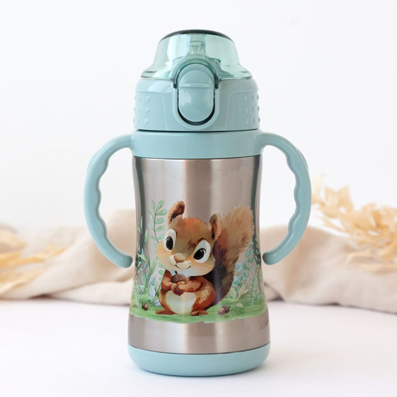 Παγούρι - Θερμός 280ml Με Καλαμάκι Kiokids Σκιουράκι 6329