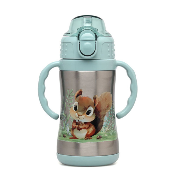 Παγούρι - Θερμός 280ml Με Καλαμάκι Kiokids Σκιουράκι 6329