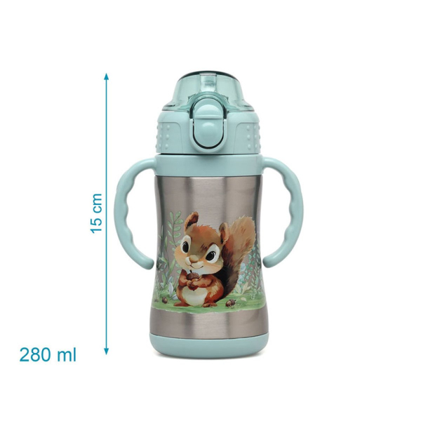 Παγούρι - Θερμός 280ml Με Καλαμάκι Kiokids Σκιουράκι 6329