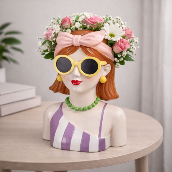 Διακοσμητικό Βάζο (13.8x10.5x19.5) K-M Brown Hair NB1250780