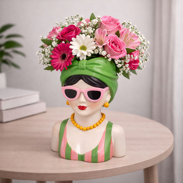 Διακοσμητικό Βάζο (13.8x10.5x19.5) K-M Black Hair NB1250780