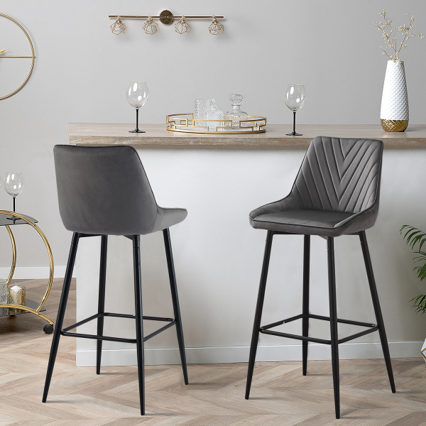 Σκαμπό Μπαρ Με Πλάτη (50.5x46x104) Spitishop Elio Grey