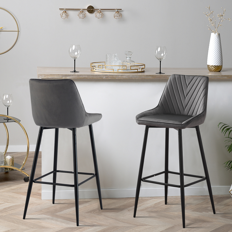 Σκαμπό Μπαρ Με Πλάτη (50.5x46x104) Spitishop Elio Grey