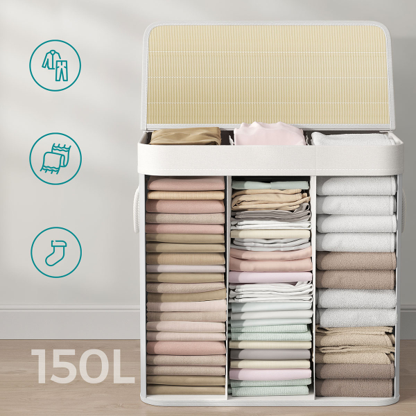 Καλάθι Απλύτων 3 Θέσεων (60x40x61.5) Songmics LCB091W01V2