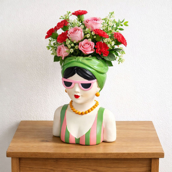 Διακοσμητικό Βάζο (13.8x10.5x19.5) K-M Black Hair NB1250780