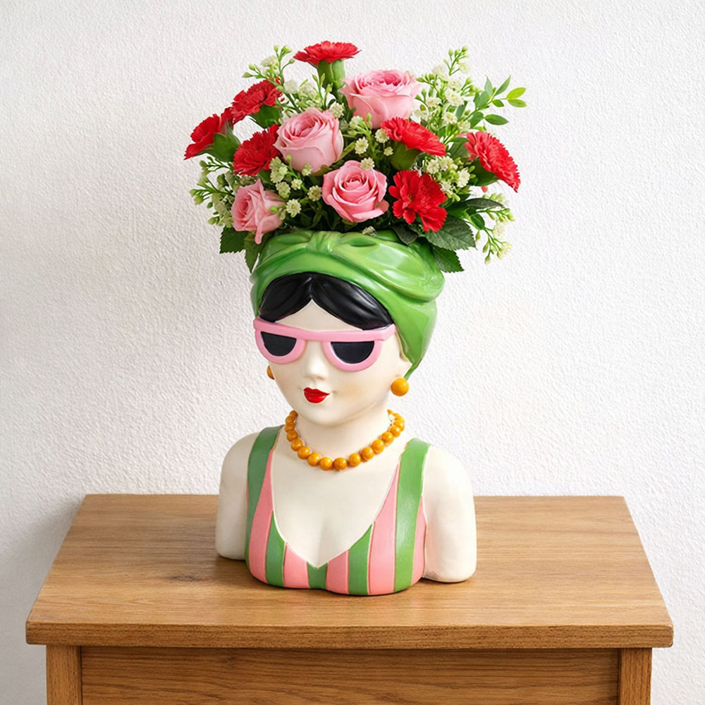 Διακοσμητικό Βάζο (13.8x10.5x19.5) K-M Black Hair NB1250780