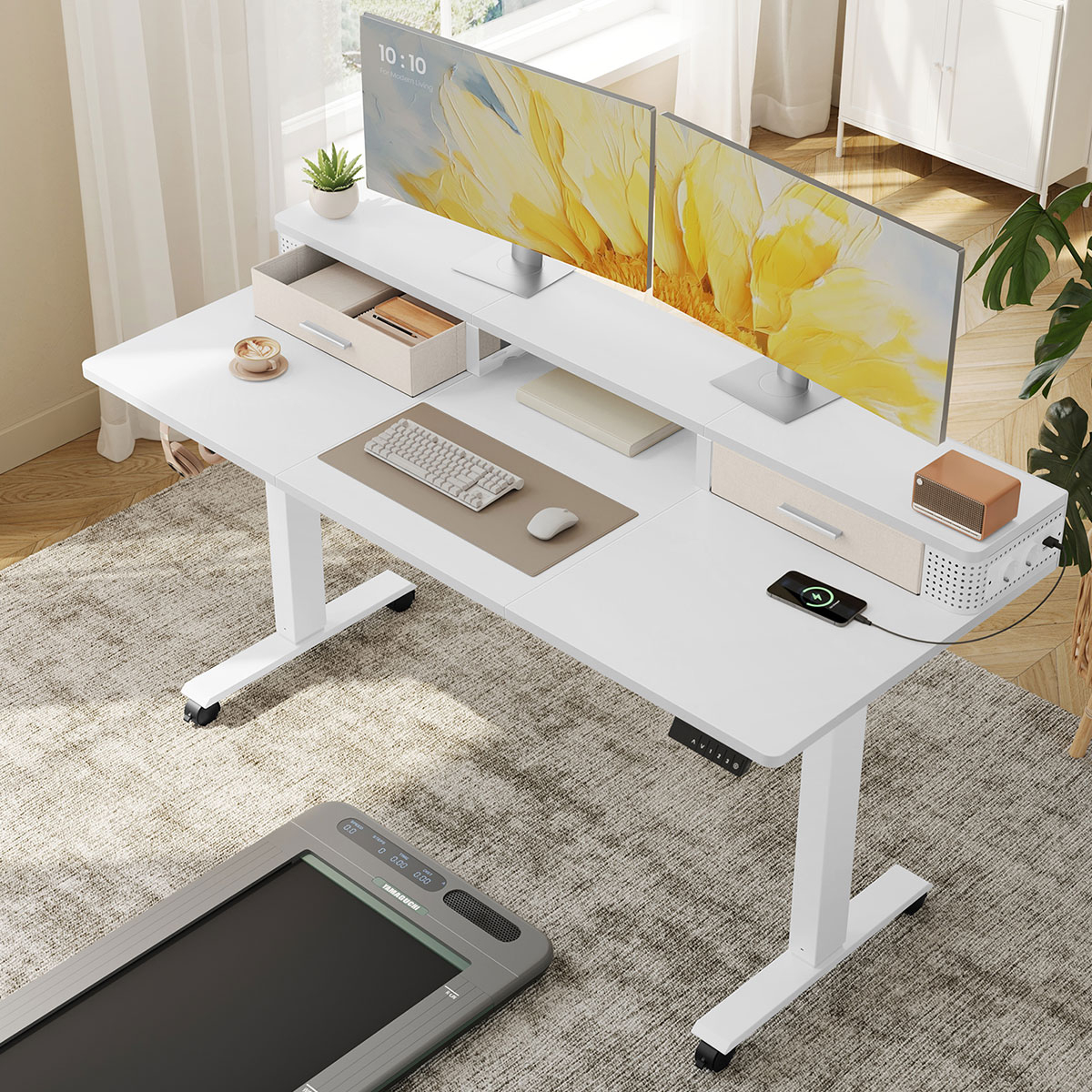 Ηλεκτρικό Γραφείο Με Ενσωματωμένες Πρίζες (140x60x72/120) & Ρυθμιζόμενο Ύψος Vasagle LSD184WZ01