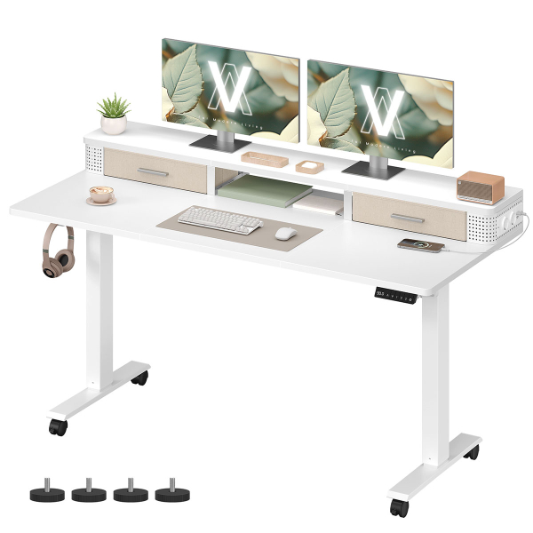 Ηλεκτρικό Γραφείο Με Ενσωματωμένες Πρίζες (140x60x72/120) & Ρυθμιζόμενο Ύψος Vasagle LSD184WZ01