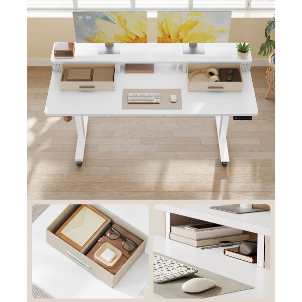 Ηλεκτρικό Γραφείο Με Ενσωματωμένες Πρίζες (140x60x72/120) & Ρυθμιζόμενο Ύψος Vasagle LSD184WZ01