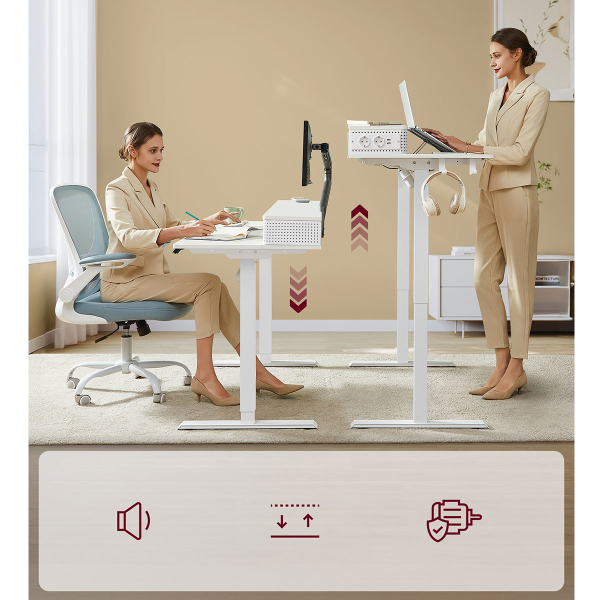 Ηλεκτρικό Γραφείο Με Ενσωματωμένες Πρίζες (140x60x72/120) & Ρυθμιζόμενο Ύψος Vasagle LSD184WZ01