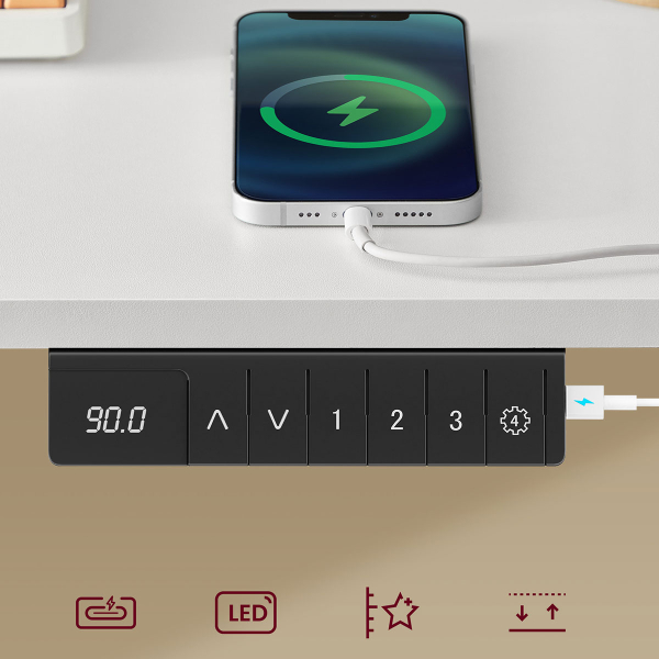Ηλεκτρικό Γραφείο Με Ενσωματωμένες Πρίζες (140x60x72/120) & Ρυθμιζόμενο Ύψος Vasagle LSD184WZ01
