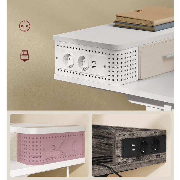 Ηλεκτρικό Γραφείο Με Ενσωματωμένες Πρίζες (140x60x72/120) & Ρυθμιζόμενο Ύψος Vasagle LSD184WZ01