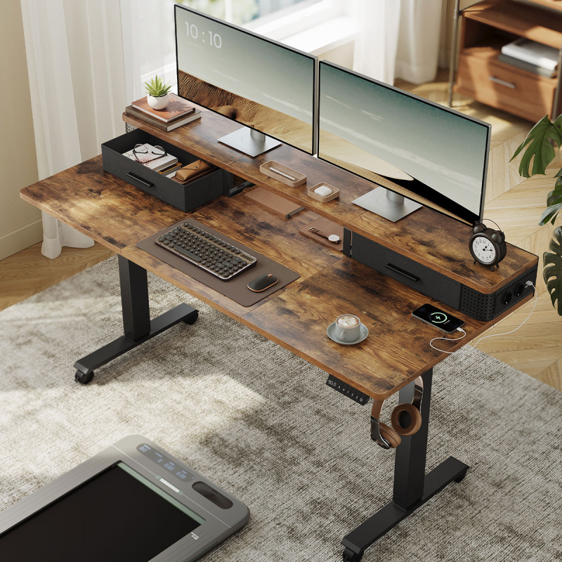 Ηλεκτρικό Γραφείο Με Ενσωματωμένες Πρίζες (140x60x72/120) & Ρυθμιζόμενο Ύψος Vasagle LSD184KD02