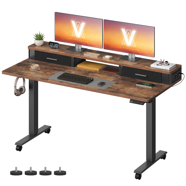 Ηλεκτρικό Γραφείο Με Ενσωματωμένες Πρίζες (140x60x72/120) & Ρυθμιζόμενο Ύψος Vasagle LSD184KD02