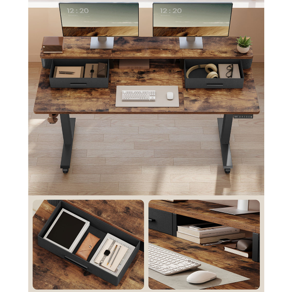 Ηλεκτρικό Γραφείο Με Ενσωματωμένες Πρίζες (140x60x72/120) & Ρυθμιζόμενο Ύψος Vasagle LSD184KD02