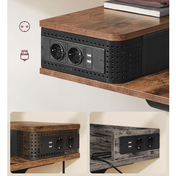 Ηλεκτρικό Γραφείο Με Ενσωματωμένες Πρίζες (140x60x72/120) & Ρυθμιζόμενο Ύψος Vasagle LSD184KD02