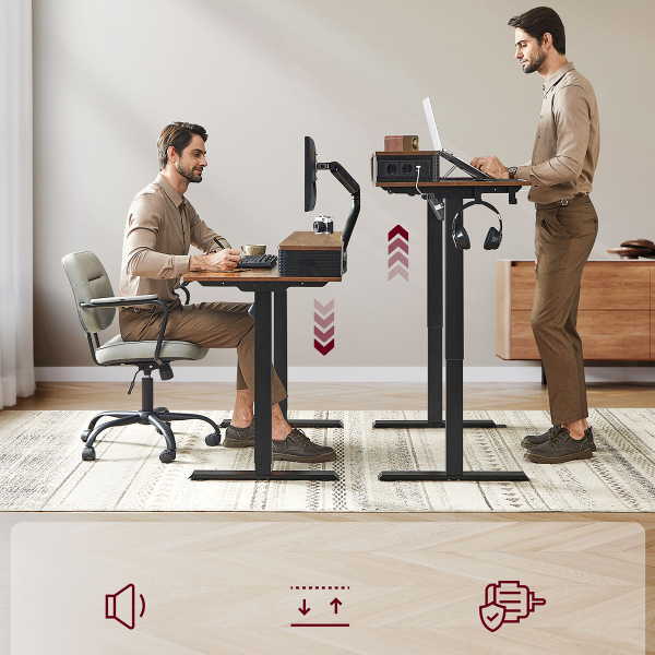 Ηλεκτρικό Γραφείο Με Ενσωματωμένες Πρίζες (140x60x72/120) & Ρυθμιζόμενο Ύψος Vasagle LSD184KD02