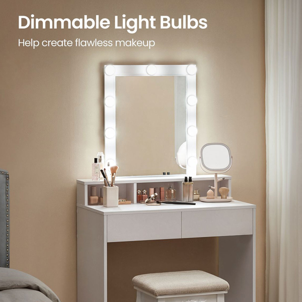 Μπουντουάρ Με Καθρέφτη & Φως (80x40x145) Vasagle RDT114WB01