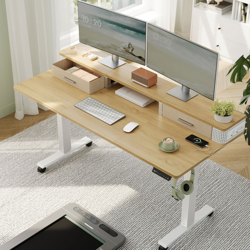 Ηλεκτρικό Γραφείο Με Ενσωματωμένες Πρίζες (140x60x72/120) & Ρυθμιζόμενο Ύψος Vasagle LSD184YD01