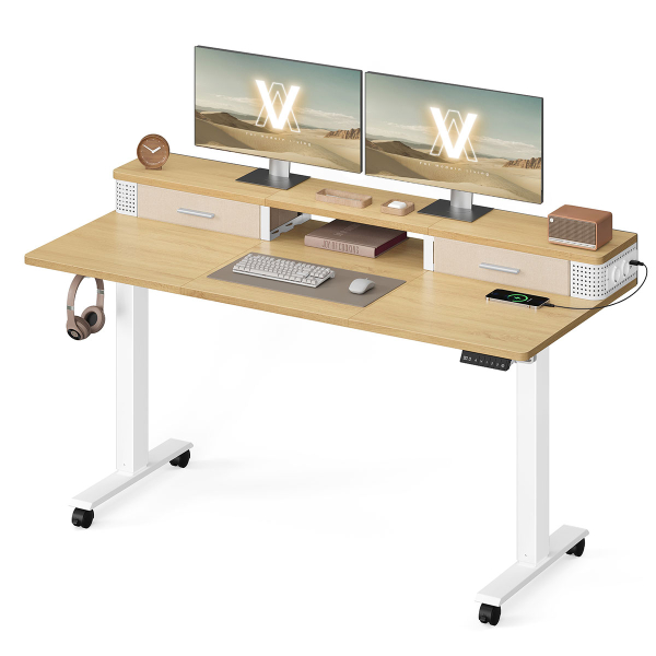 Ηλεκτρικό Γραφείο Με Ενσωματωμένες Πρίζες (140x60x72/120) & Ρυθμιζόμενο Ύψος Vasagle LSD184YD01
