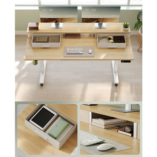 Ηλεκτρικό Γραφείο Με Ενσωματωμένες Πρίζες (140x60x72/120) & Ρυθμιζόμενο Ύψος Vasagle LSD184YD01