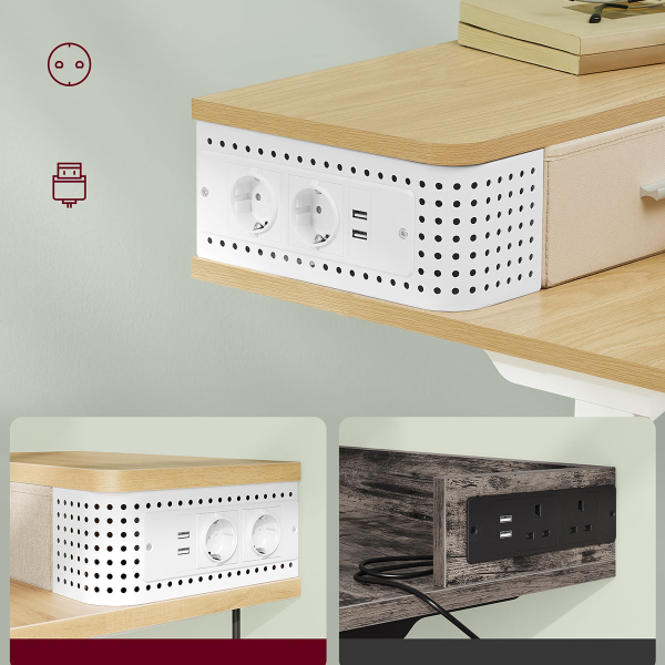 Ηλεκτρικό Γραφείο Με Ενσωματωμένες Πρίζες (140x60x72/120) & Ρυθμιζόμενο Ύψος Vasagle LSD184YD01