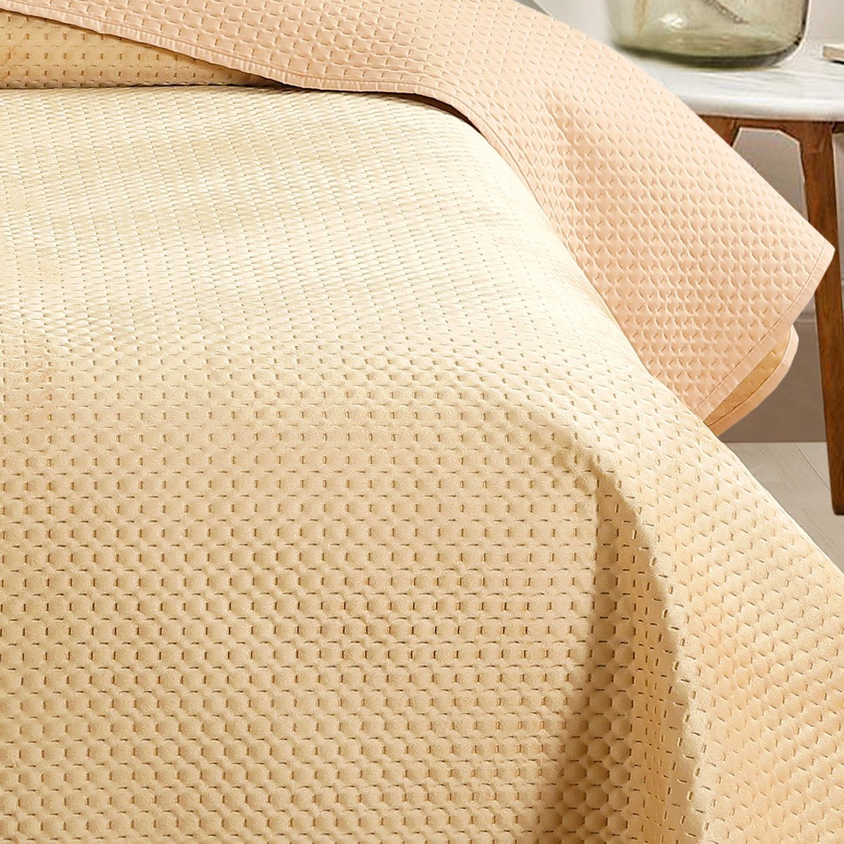 Κουβερλί Μονό (160X240) 2 Όψεων Melinen Omnia Beige Home Λευκά Είδη Κρεβατοκάμαρας Μονά Spitishop