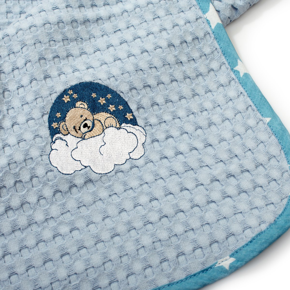 Κουβέρτα Πικέ Αγκαλιάς (80X110) Dimcol Cloudy Bear 175 Sky Blue Home Βρεφικά Προίκα Μωρού Κουβέρτες Βρεφικές Καλοκαιρινές Spitishop