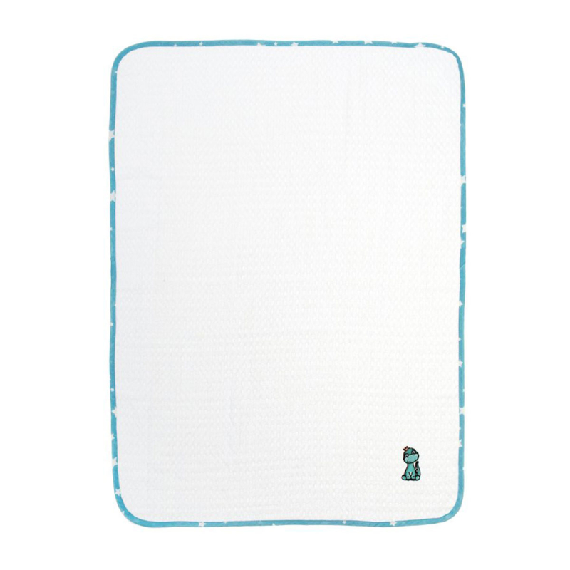 Κουβέρτα Πικέ Αγκαλιάς (80x110) Dimcol Dinosaur 180 White-Sky Blue