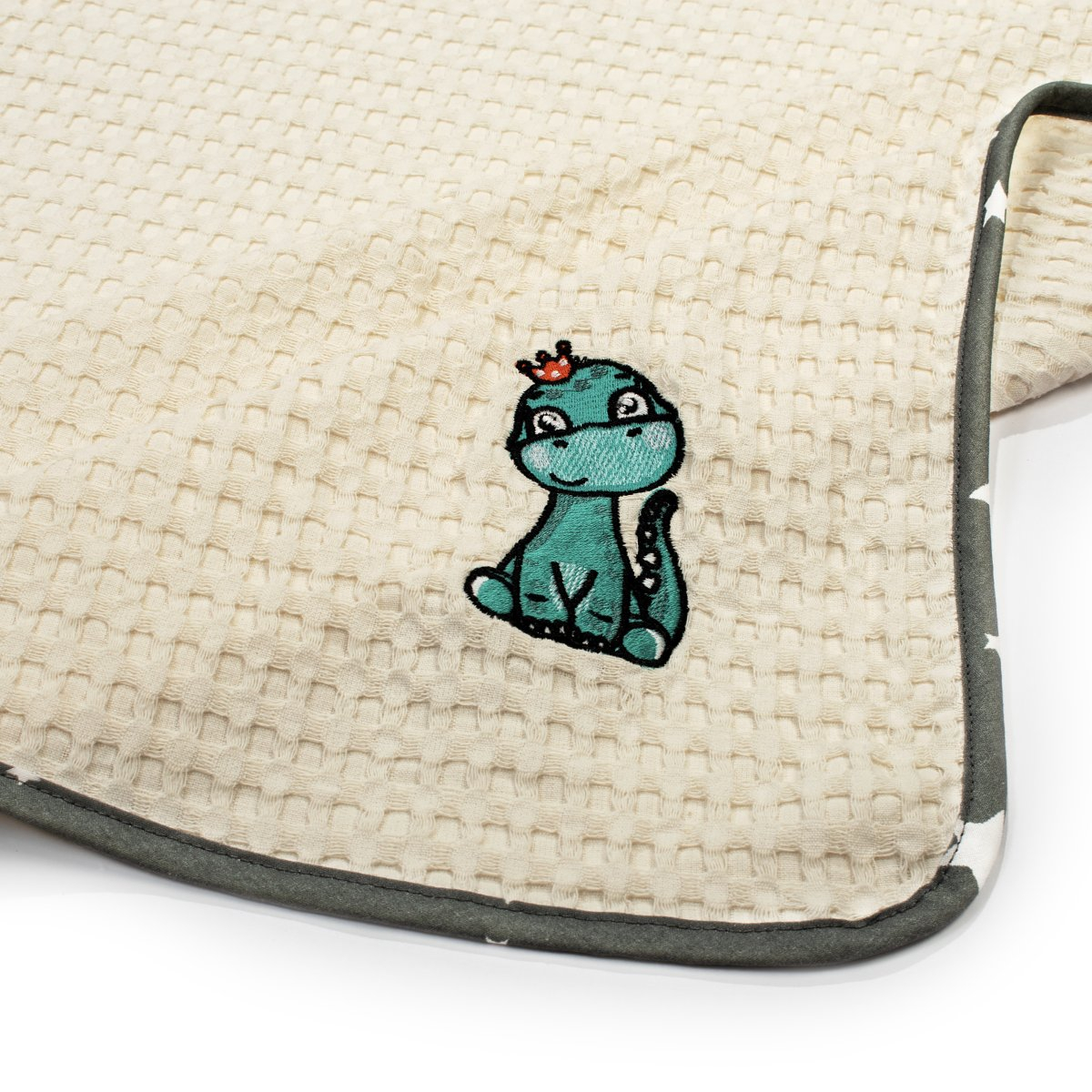 Κουβέρτα Πικέ Αγκαλιάς (80X110) Dimcol Dinosaur 181 Ecru-Grey Home Βρεφικά Προίκα Μωρού Κουβέρτες Βρεφικές Καλοκαιρινές Spitishop