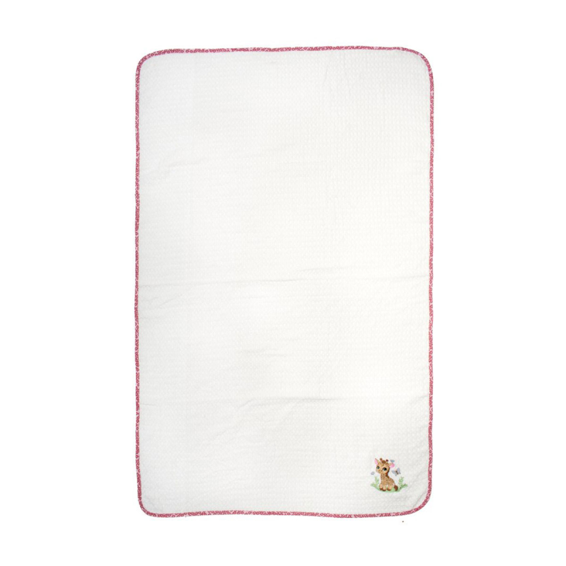 Κουβέρτα Πικέ Κούνιας (100x160) Dimcol Giraffe 172 White-Pink