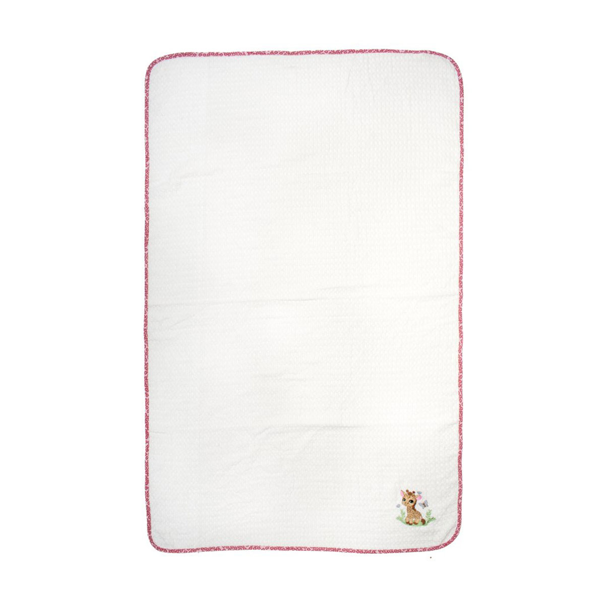 Κουβέρτα Πικέ Κούνιας (100x160) Dimcol Giraffe 172 White-Pink